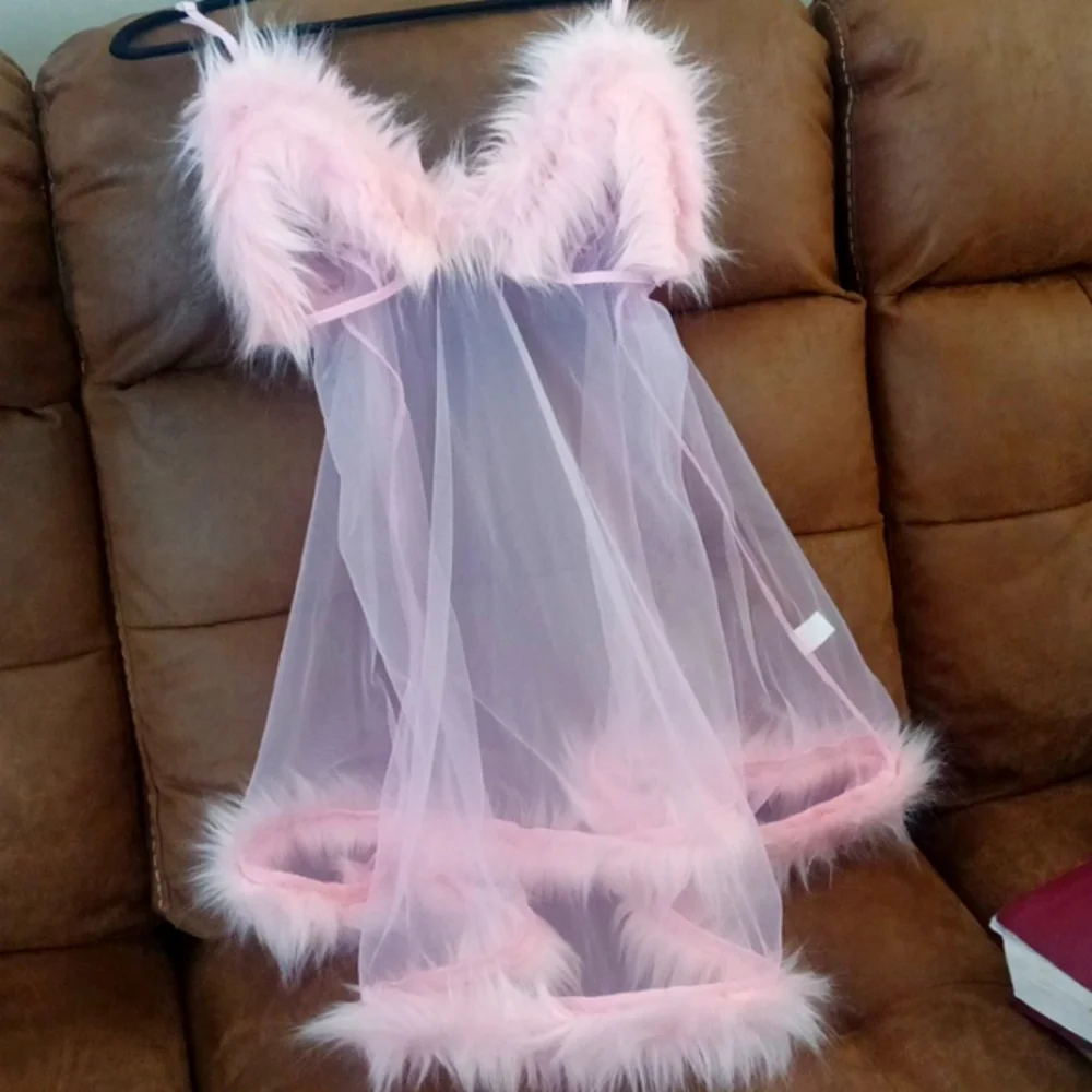 Vintage Fredrick's of Hollywood Type Fembot Pink Lingerie Babydoll - Picture 2 of 6